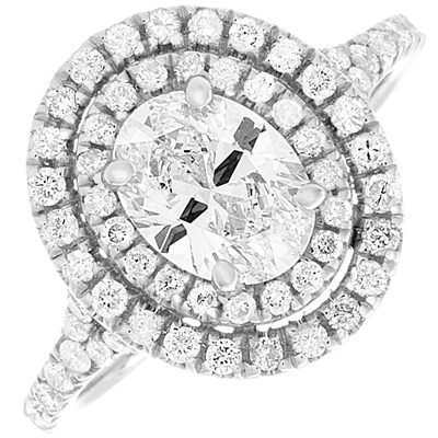 GIA Certified 2.10 CTW Diamond Engagement Double Halo Style Ring Oval Cut