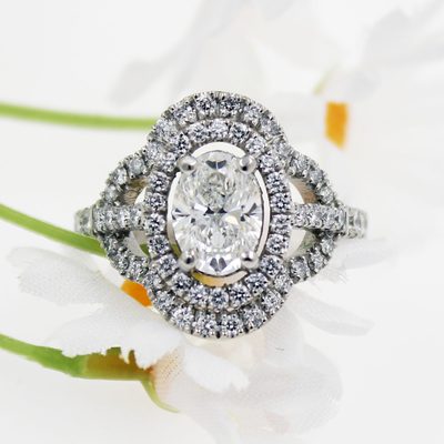 GIA Certified 2.00 CTW Diamond Engagement Ring 18k White Gold Oval Cut