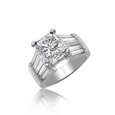 GIA Certified Diamond Engagement Ring 2.50 Carat Radiant Cut 18k White Gold