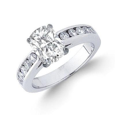GIA Certified 2.00 Carat Cushion Cut 18k Diamond Engagement Ring