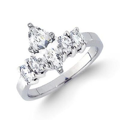 GIA Certified 1.60 Carat Diamond Engagement Ring Marquise Cut 18k White Gold