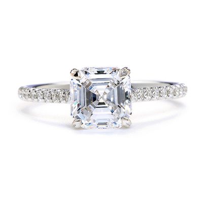 GIA Certified Diamond Engagement Ring 18k White Gold 2.00 Carat Asscher Cut