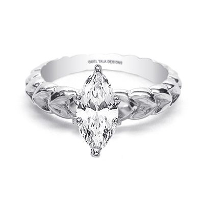 GIA Certified  1.00 Carat  18K Gold Diamond Engagement Ring Marquise cut