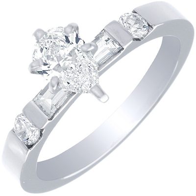 GIA Certified 1.80 CTW Diamond Engagement Ring Pear Shape 18K Gold