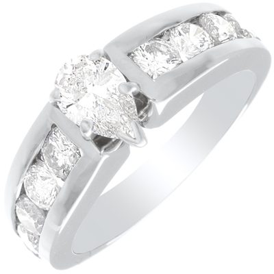 GIA Certified Diamond Engagement Ring 2.00 CTW 18k Pear White Gold