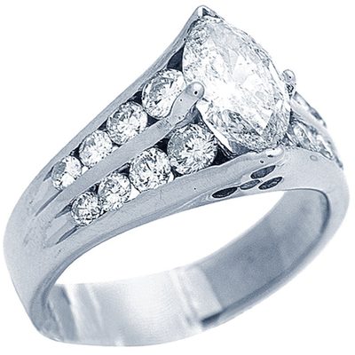 GIA certified 18K Engagement Ring Antique Look Marquise cut Diamond 2.00 CTW