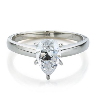 GIA Certified 1.25 CTW Pear Shape 18k Gold Diamond Solitaire Engagement Ring
