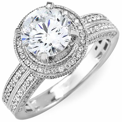 GIA Certified Diamond Engagement Ring 2.50 Carat Round Cut 18k White Gold