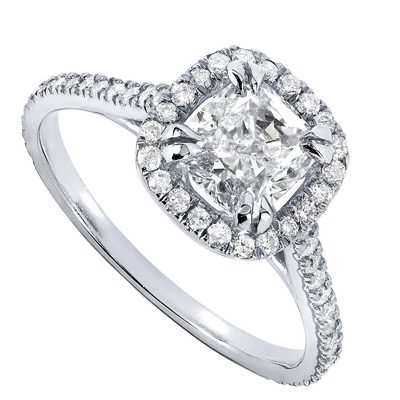 GIA Certified Cushion Cut Diamond Engagement Ring 2.50 Carat 18k White Gold