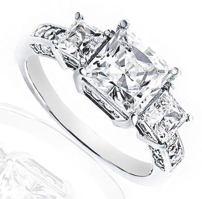 GIA Certified 2.45 carat Real Diamond Engagement Ladies Ring Princess & Round...