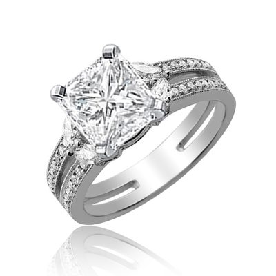 GIA certified 2.25 CTW Diamond Engagement Ring Radiant Cut 18K