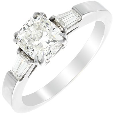 GIA Certified 1.40 CTW Diamond Engagement Ring 18k White Gold Cushion Cut