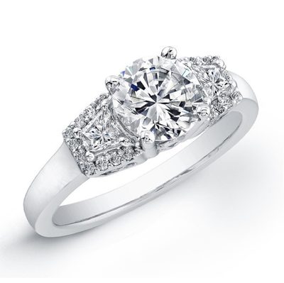 GIA certified 2.00 CTW Diamond Engagement Ring Round & Trapezoid Shape