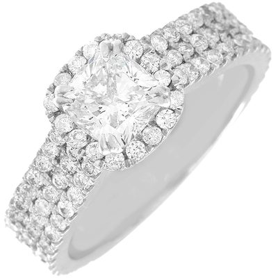 GIA Certified 2.30 Carat Diamond Engagement Ring Cushion cut 18k White Gold