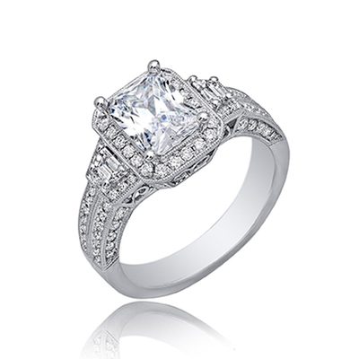 GIA Certified 2.50 Carat Diamond Engagement Ring Radiant Cut 18k White Gold