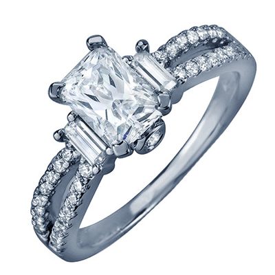 GIA certified Diamond Engagement Ring Radiant Cut 2.00 CTW 18K White Gold