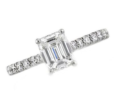 GIA Certified Diamond Engagement Ring 2.00 Carat Emerald and Round Cut 18K WG