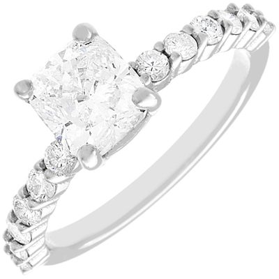 GIA Certified Diamond Engagement Ring 18k White Gold 2.00 Carat Cushion Cut