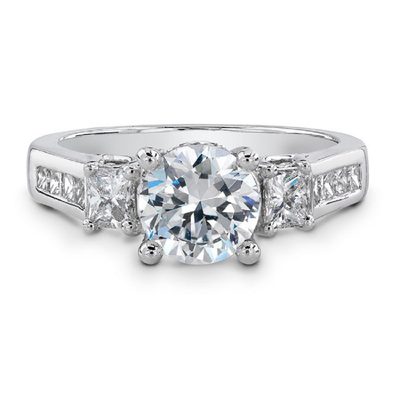 GIA Certified 2.00 Carat Diamond Engagement Ring Round & Princess Cut 18K