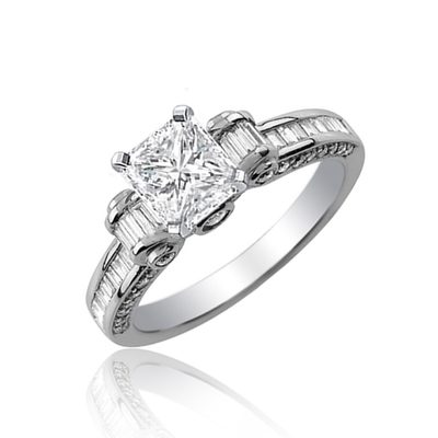 GIA certified 2.50 CTW Diamond Engagement Ring  Radiant Cut18K WG
