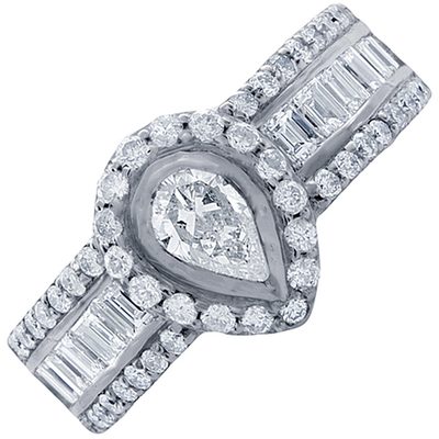 GIA Certified 2.50 Carat Diamond Engagement Ring Pear Shape 18k White Gold