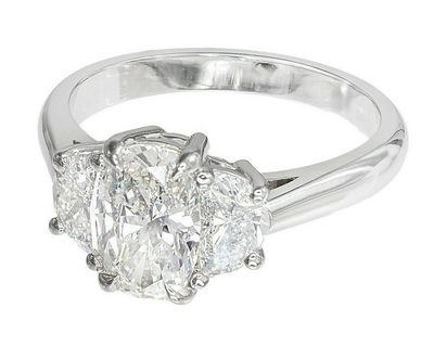 GIA Certified 1.40 CTW  Engagement Ring Oval Cut Diamond 1/2 moon Platinum