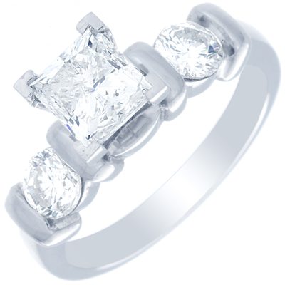 GIA certified Diamond Engagement Ring 1.50 CTW Princess cut 18K White Gold