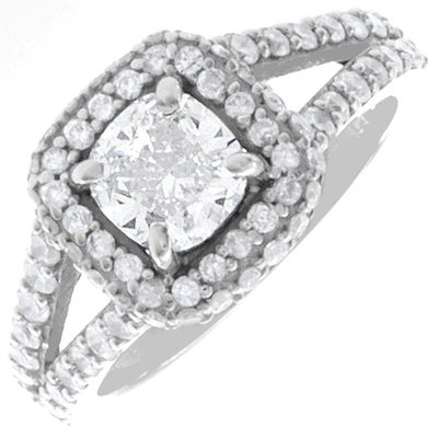 GIA Certified Diamond Engagement Ring 18k White Gold Cushion & Round Cut 2.50 CT