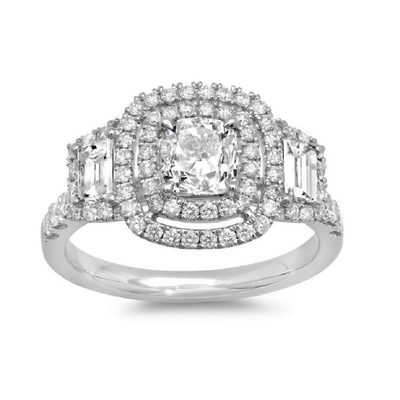 GIA Certified 2.50 Carat Diamond Engagement Ring Cushion Cut 18k White Gold