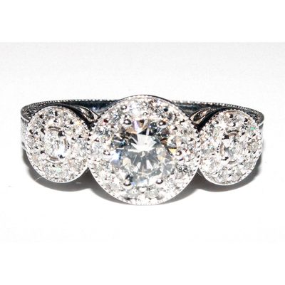 2.50 Carat Round Cut Diamond Engagement Ring GIA Certified 18k White Gold