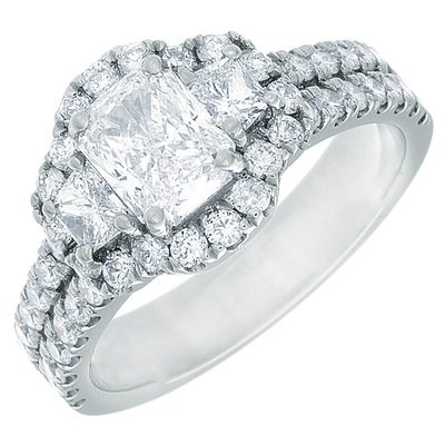 2.50 Carat GIA Certified Diamond Engagement Ring 18k White Gold Radiant Cut