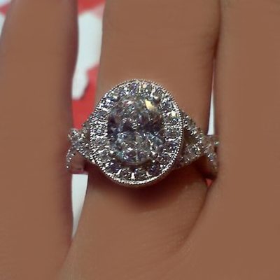 2.50 Carat Oval Shape Diamond Engagement Ring GIA Certified 14k White Gold