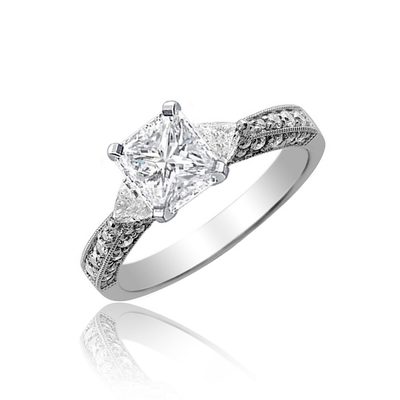 3.00 Carat GIA Certified Radiant Cut Diamond Engagement Ring 18k White Gold