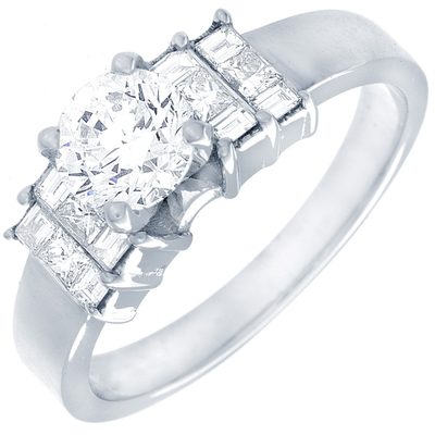 GIA Certified 2 Carat Diamond Engagement Ring 18k White Gold Round Brilliant Cut
