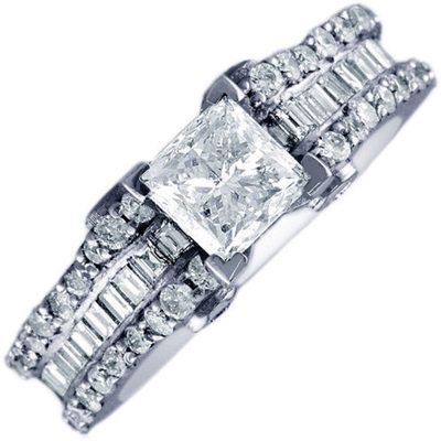 GIA Certified 2.50 Carat Diamond Engagement Ring 18k White Gold Princess Cut