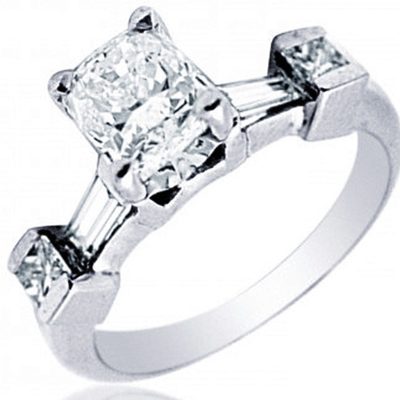 GIA Certified 1.50 Carat Diamond Engagement Ring 18k white Gold Cushion Cut