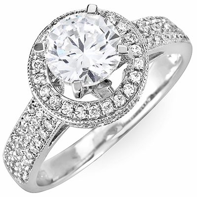 2.25 CT Round Brilliant Diamond Engagement Ring GIA Certified 18k White Gold