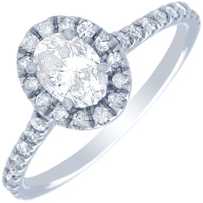 2.50 CT Oval & Round Shape Diamond Engagement Ring GIA Certified 18k White Gold