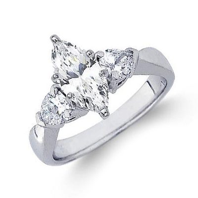 1.6 CT Marquise Cut 3 Stone Diamond Engagement Ring GIA Certified 18k White Gold
