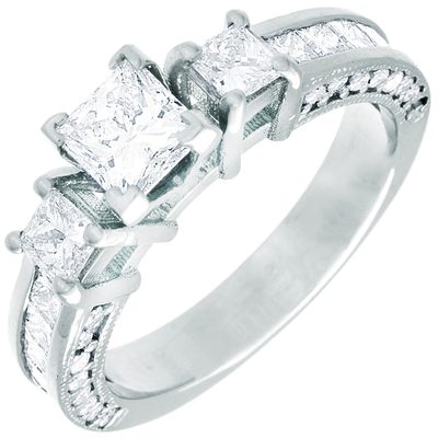 3.00 Carat GIA Certified Princess Cut Diamond Engagement Ring 18k White Gold