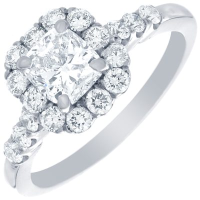 Diamond Engagement Ring GIA Certified 2.10 carat Cushion Cut 18k White Gold