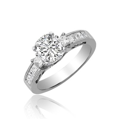 GIA Certified 2.50 Diamond Engagement Ring Carat Cushion & Princess Cut 18k WG