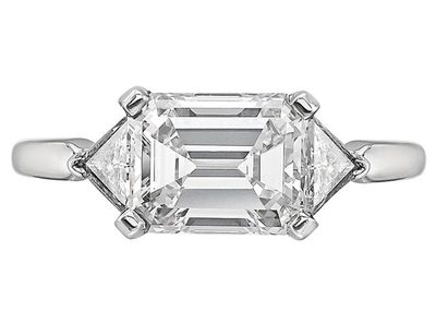 GIA Certified 1.50 Carat Emerald & Triangle Cut Platinum Diamond Engagement Ring