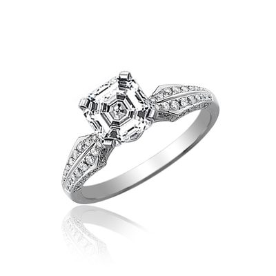 2.60 Carat GIA Certified Asscher Cut Diamond Engagement Ring 18k White Gold