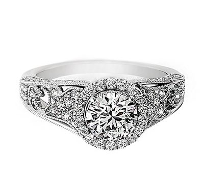 Vintage Inspired GIA certified diamond Engagement Ring 2.75 Ctw. Round Brilli...