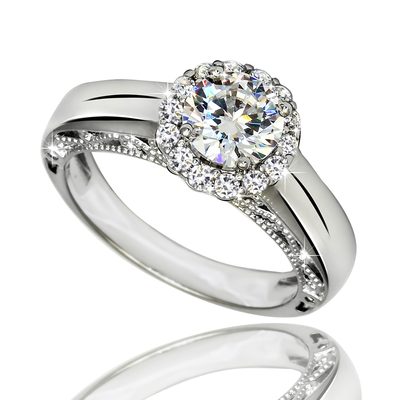 Round Cut Diamond Engagement Ring GIA Certified 2.00 CT 18k White Gold