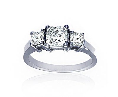 3.00 CTW 3 Stone Princess cut Diamond Engagement Ring GIA Certified 18K