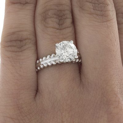 GIA Certified 1.50 Carat Round Cut Diamond Engagement Ring 18k White Gold