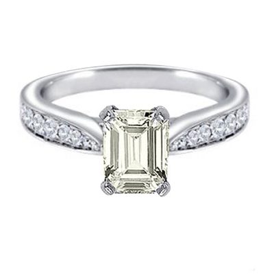 Emerald & Round Cut Diamond Engagement Ring GIA Certified 3.00 CT 18k White Gold