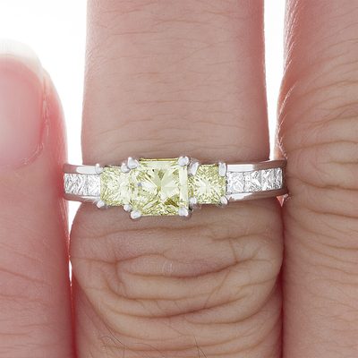 GIA Certified Fancy Yellow Princess Cut Diamond Engagement Ring 2.64 Ct Platinum